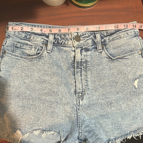 PAIGE Women's Distressed Light Blue Jean Shorts - Picture 6 of 6
